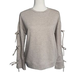 TOV Tie Terry Sweater Crew Neck Heather Light Brown Size 38
